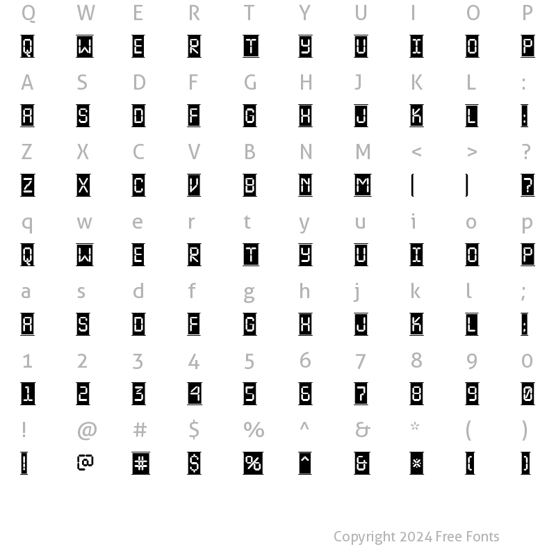 Character Map of a_LCDNovaCmFr Regular