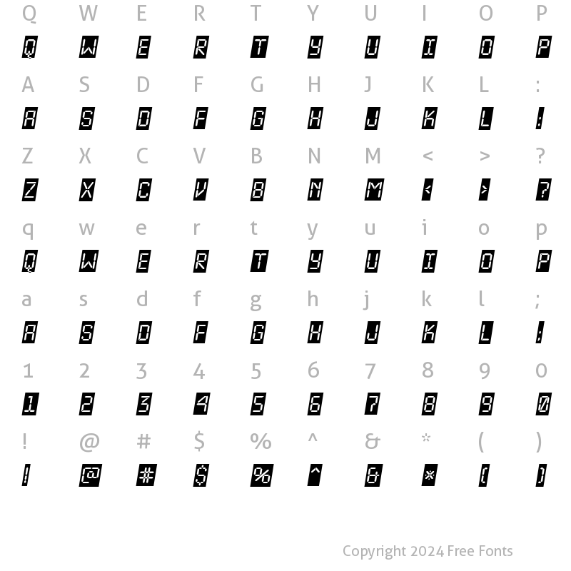 Character Map of a_LCDNovaCmObl Regular