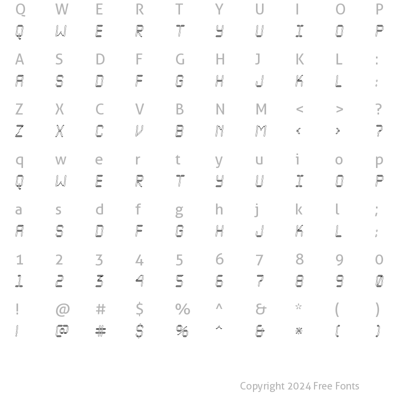 Character Map of a_LCDNovaOtlObl Regular