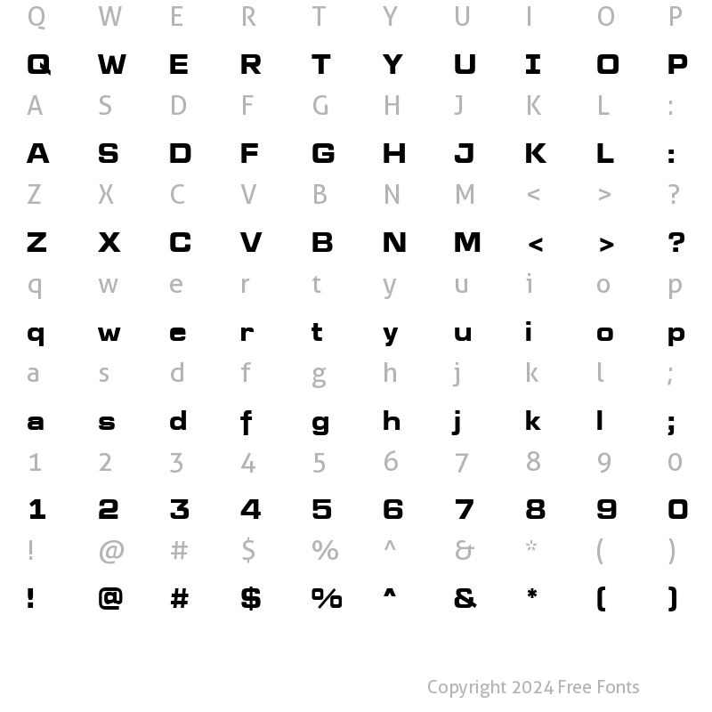 Character Map of a_LineaSans Bold