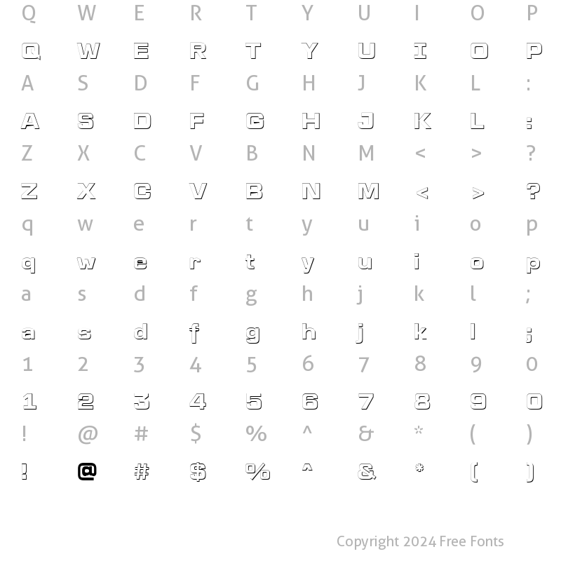 Character Map of a_LineaSans3Dxtr Bold