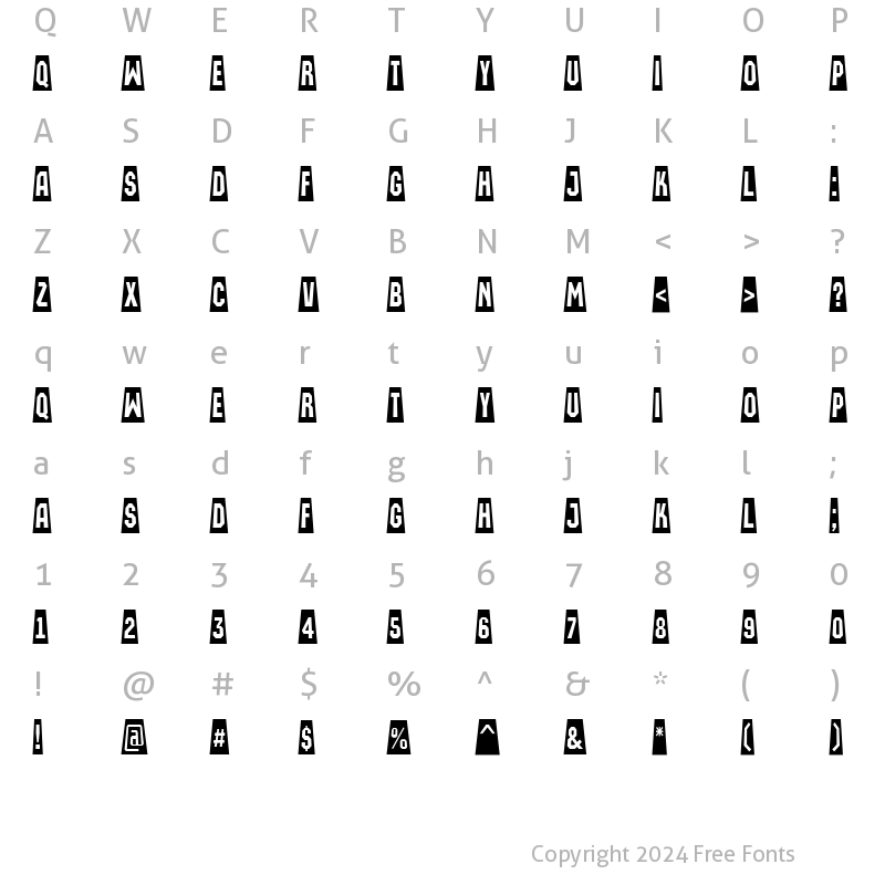 Character Map of a_MachinaOrtoCmSw Regular