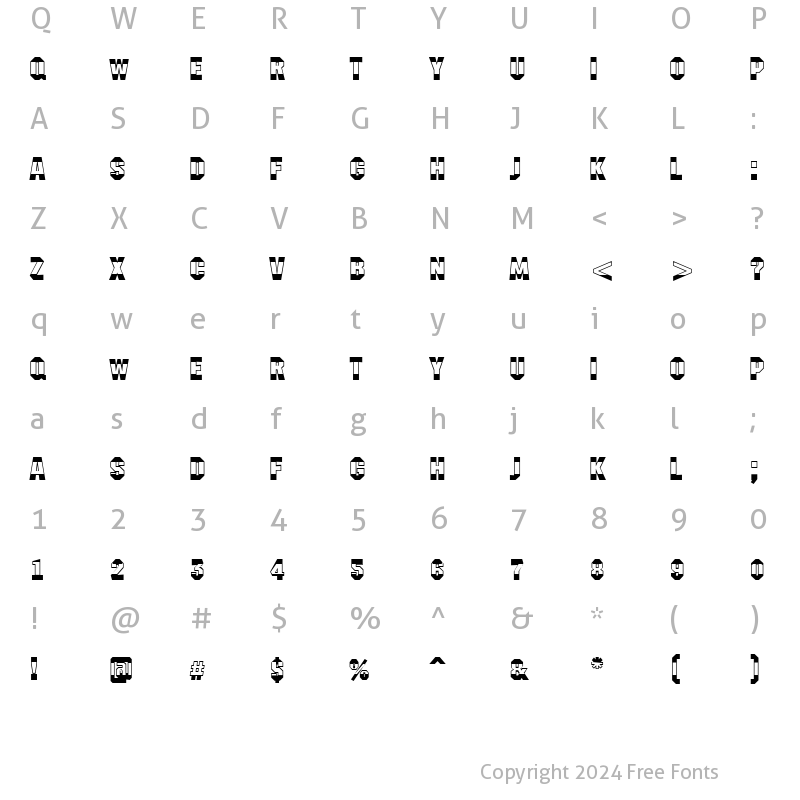 Character Map of a_MeccanoB&W Regular