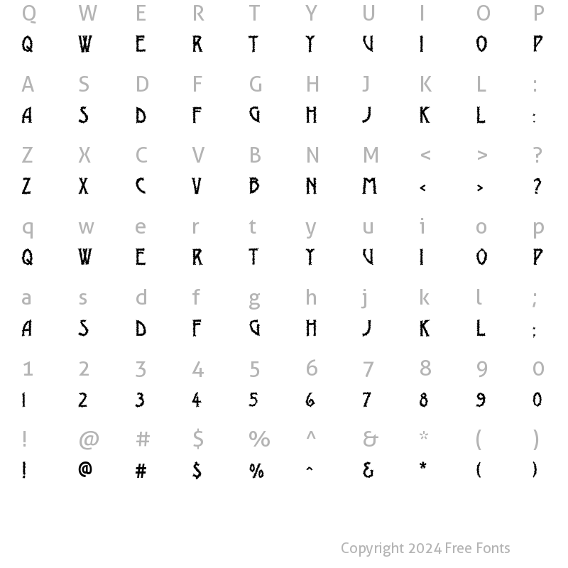 Character Map of a_ModernoBrk Regular