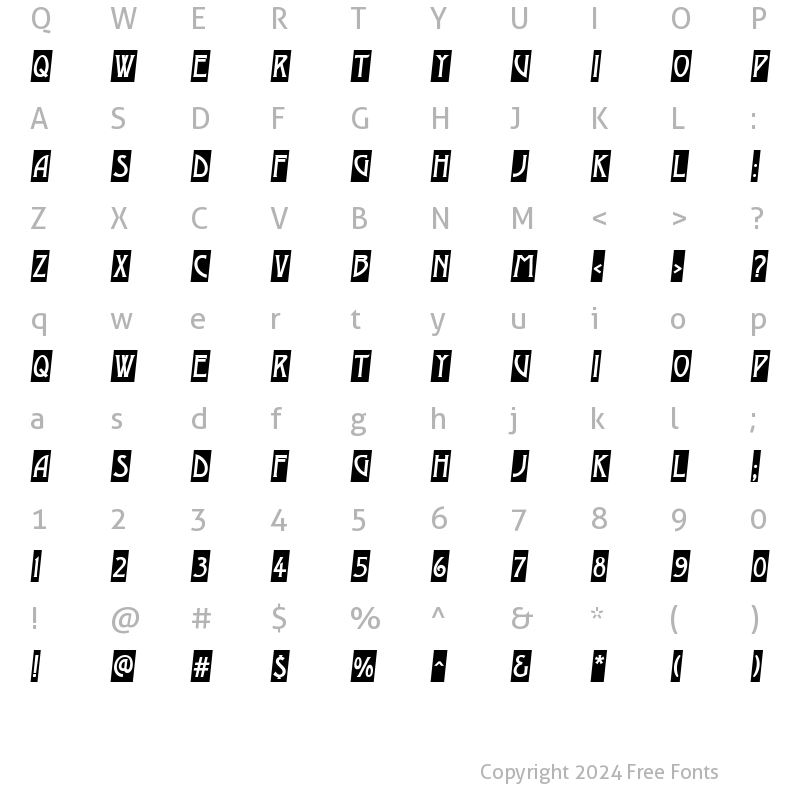 Character Map of a_ModernoCmObl Regular