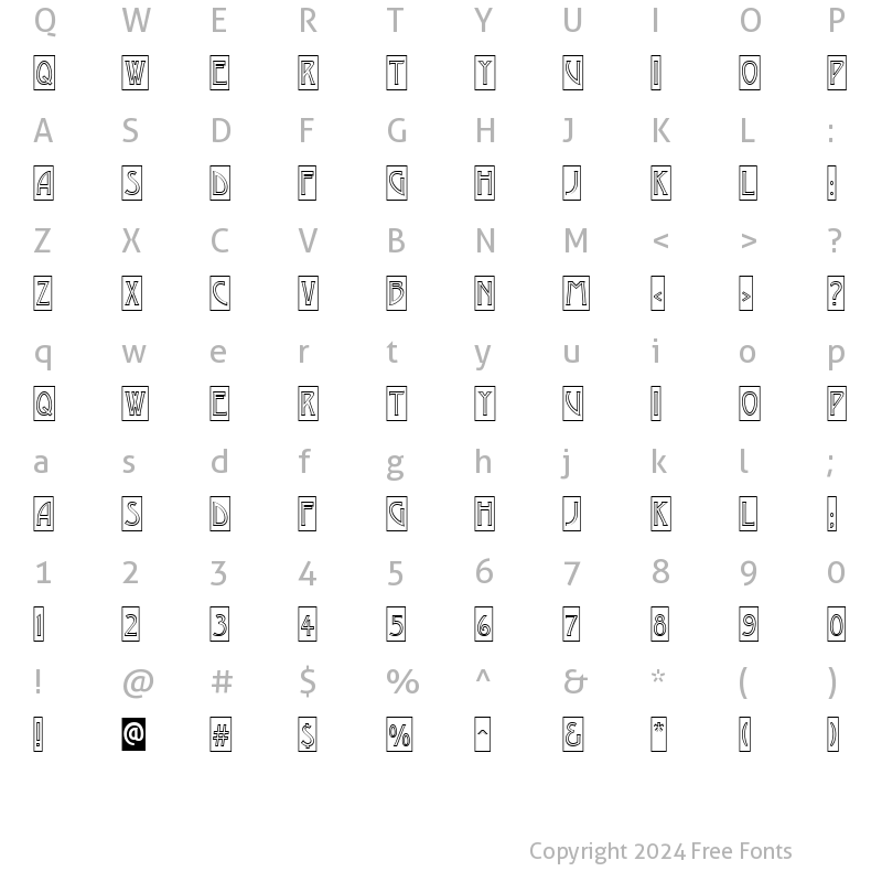 Character Map of a_ModernoCmOtl Regular