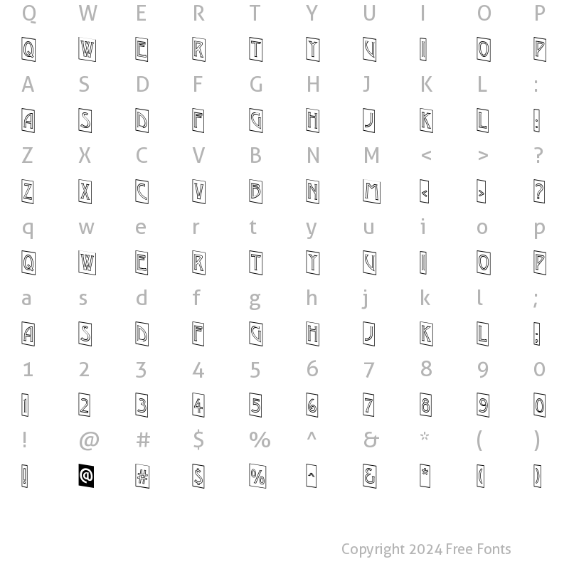 Character Map of a_ModernoCmOtlDn Regular