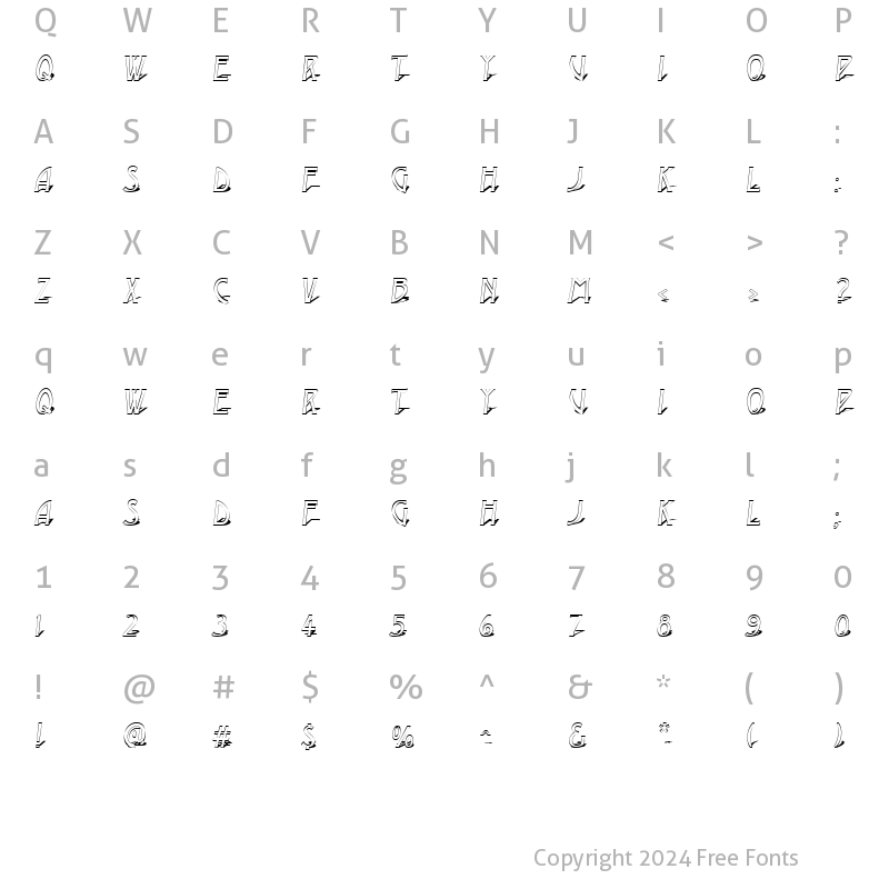 Character Map of a_ModernoOtl3DShObl Normal