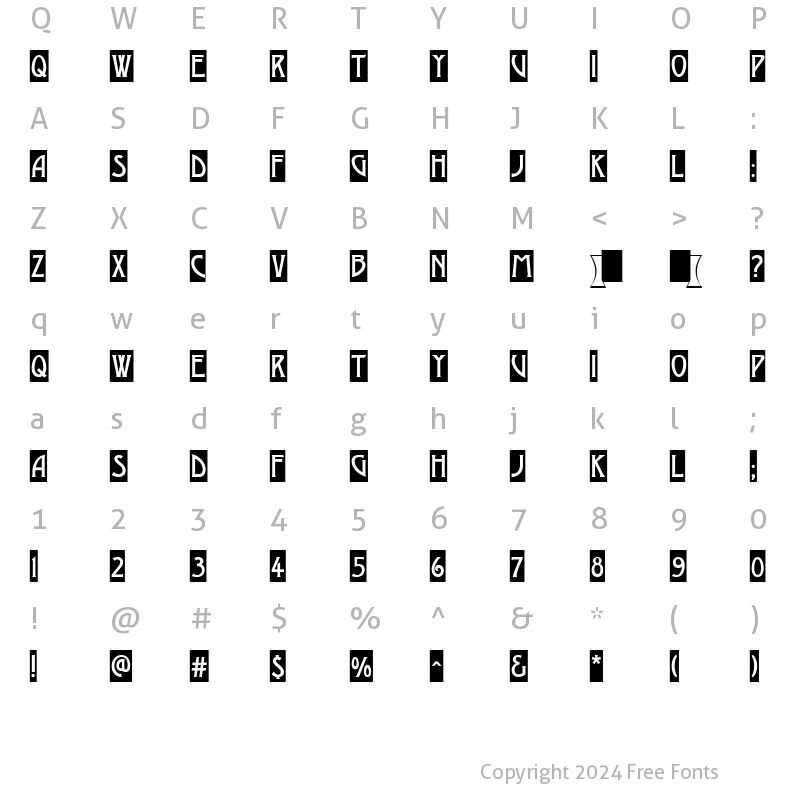 Character Map of a_ModernoSl Normal