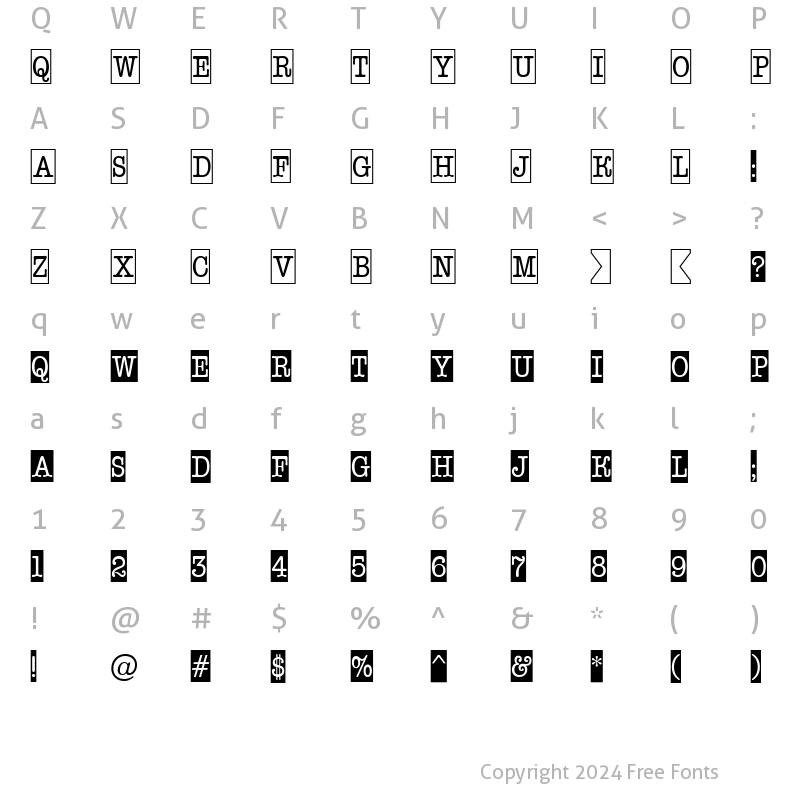 Character Map of a_OldTyperNrCmCmb1 Regular