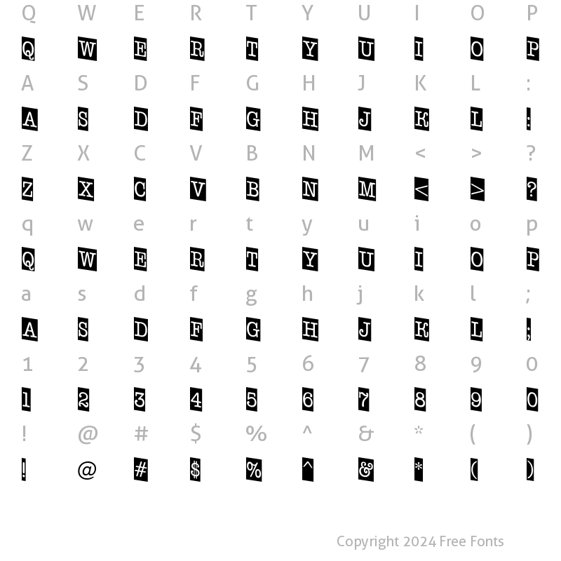 Character Map of a_OldTyperNrCmDn Regular