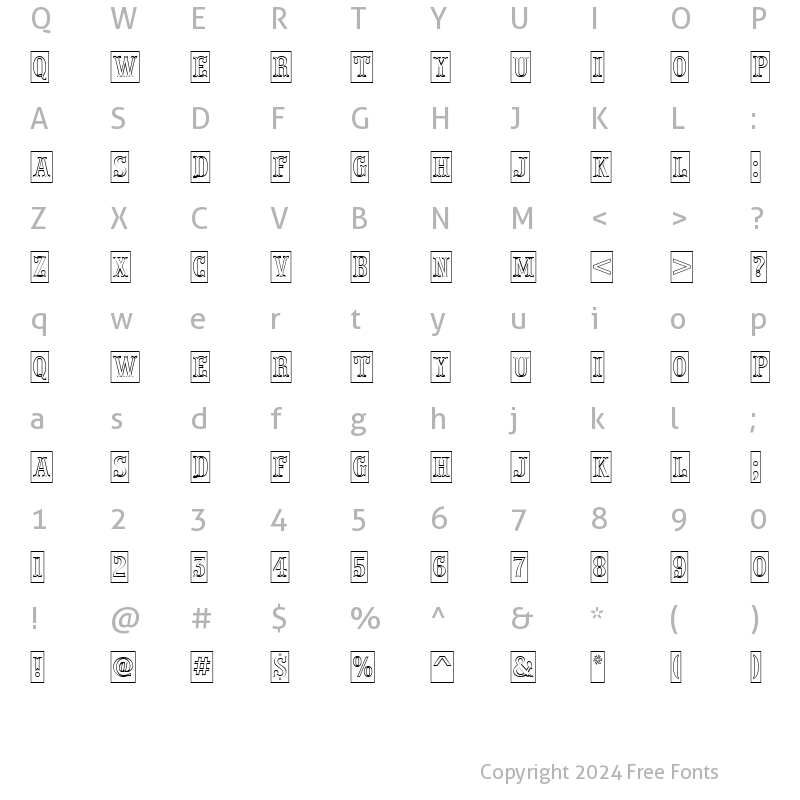 Character Map of a_PresentumNrCmOtl Regular