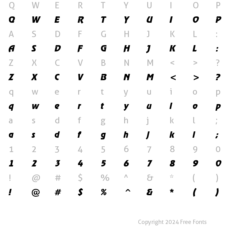 Character Map of a_Rewinder BoldItalic