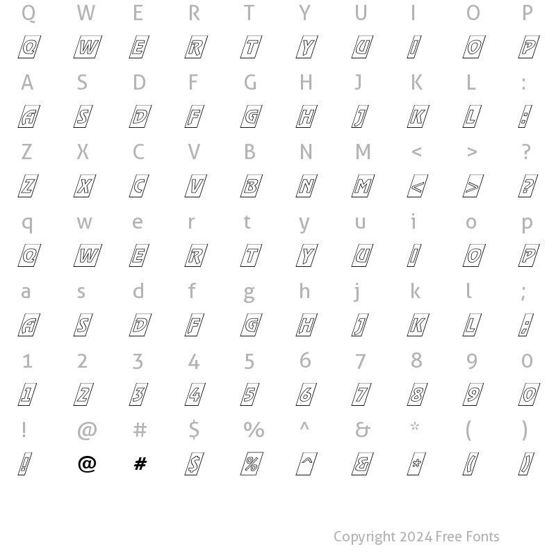 Character Map of a_RewinderTitulCmOtlObl Regular