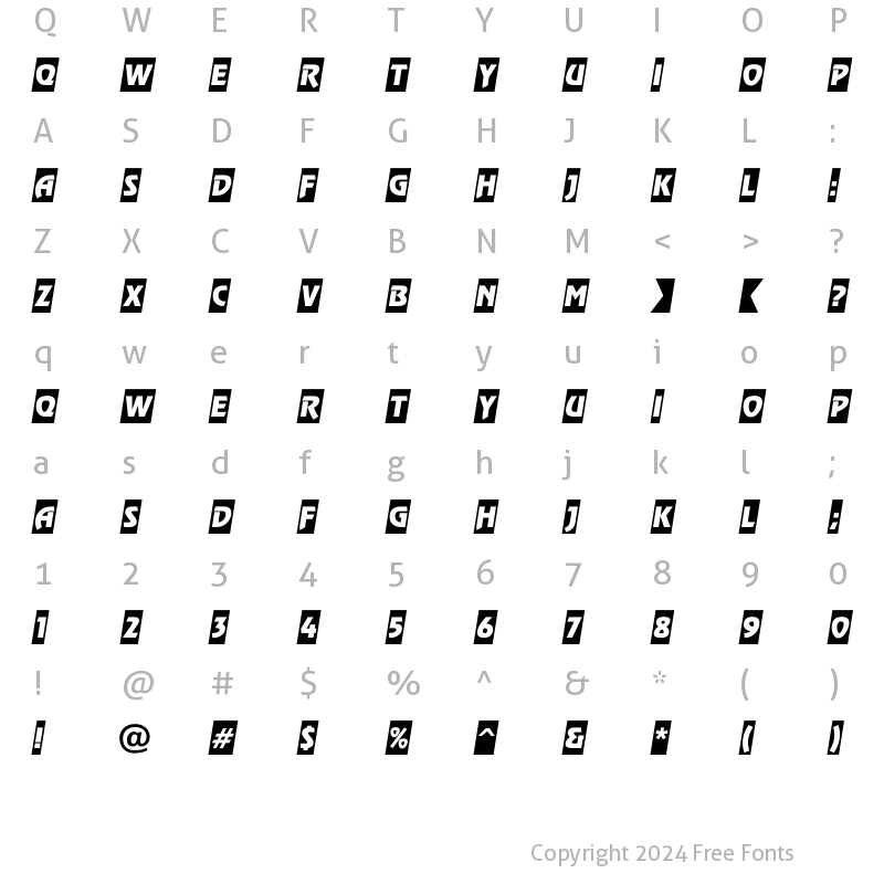 Character Map of a_RewinderTitulSlgObl Regular