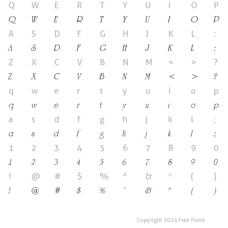 Character Map of a_Romanus Italic