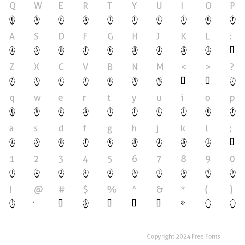 Character Map of a_RombyRndOtlDn3D Regular