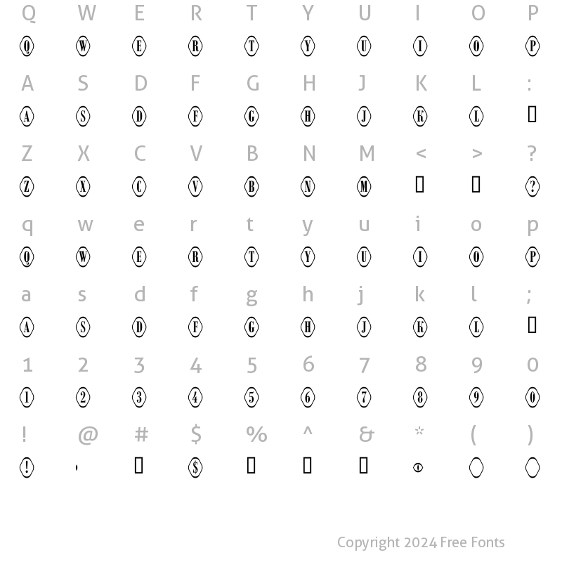 Character Map of a_RombyRndOtlOvl Regular