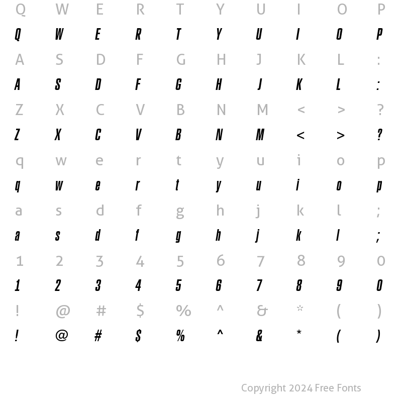 Character Map of a_RubricaXtCn Italic