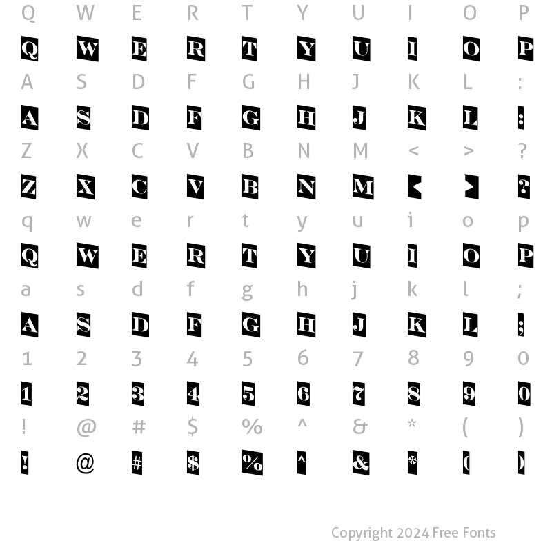 Character Map of a_SeriferTitulCmDn Regular