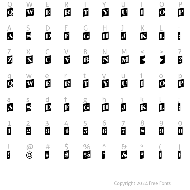 Character Map of a_SeriferTitulCmUp Regular