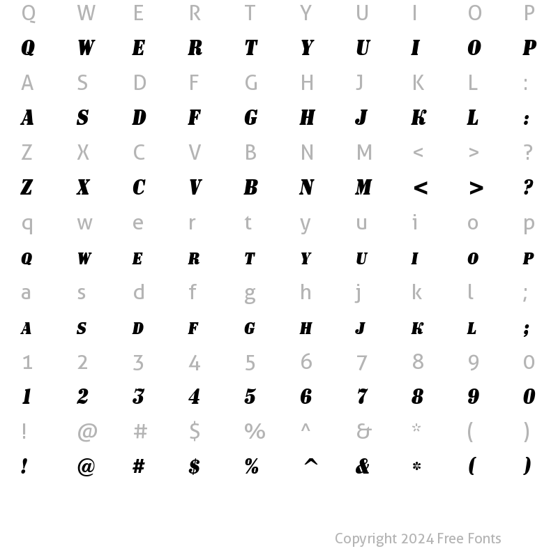 Character Map of a_SignboardCpsNr BoldItalic