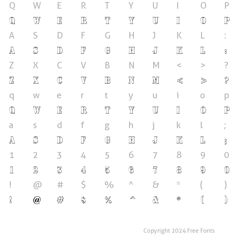 Character Map of a_SignboardTitulNrSh Regular