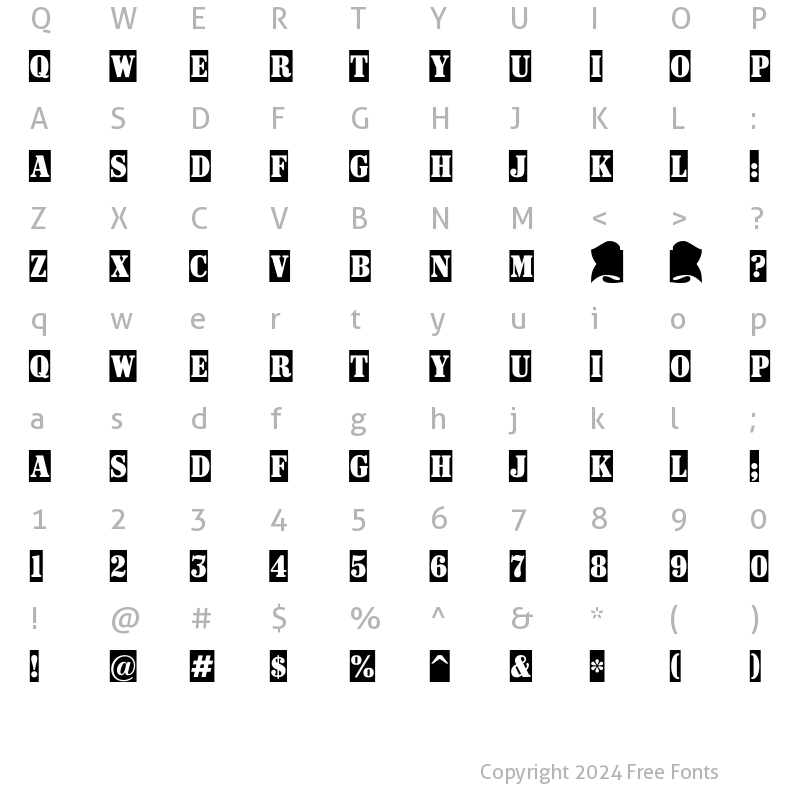 Character Map of a_SignboardTitulNrSl Regular