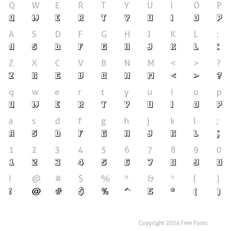 Character Map of a_Simpler3D Bold