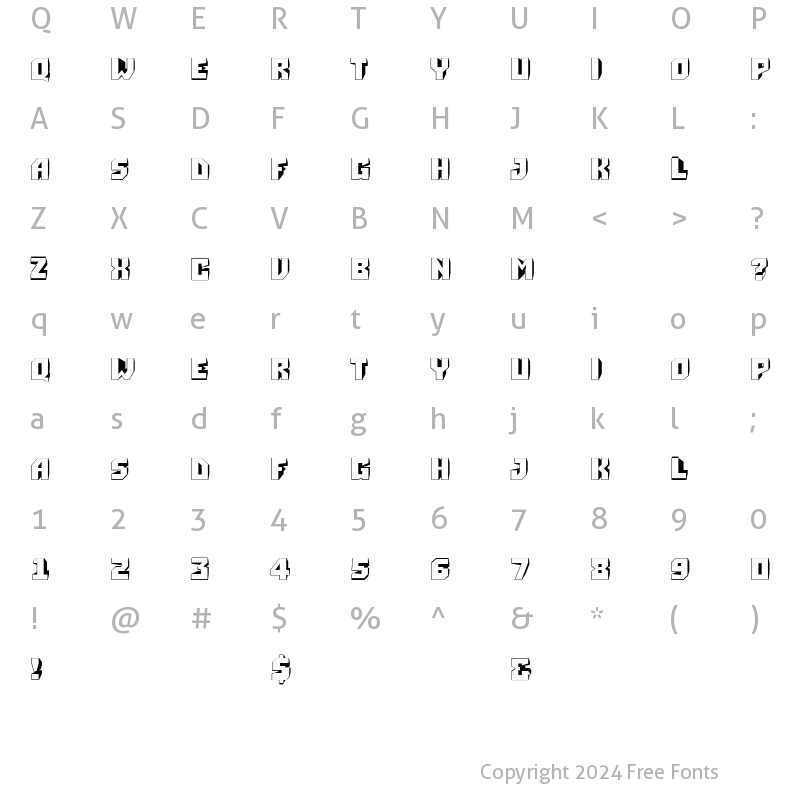 Character Map of a_Simpler3Dr Regular