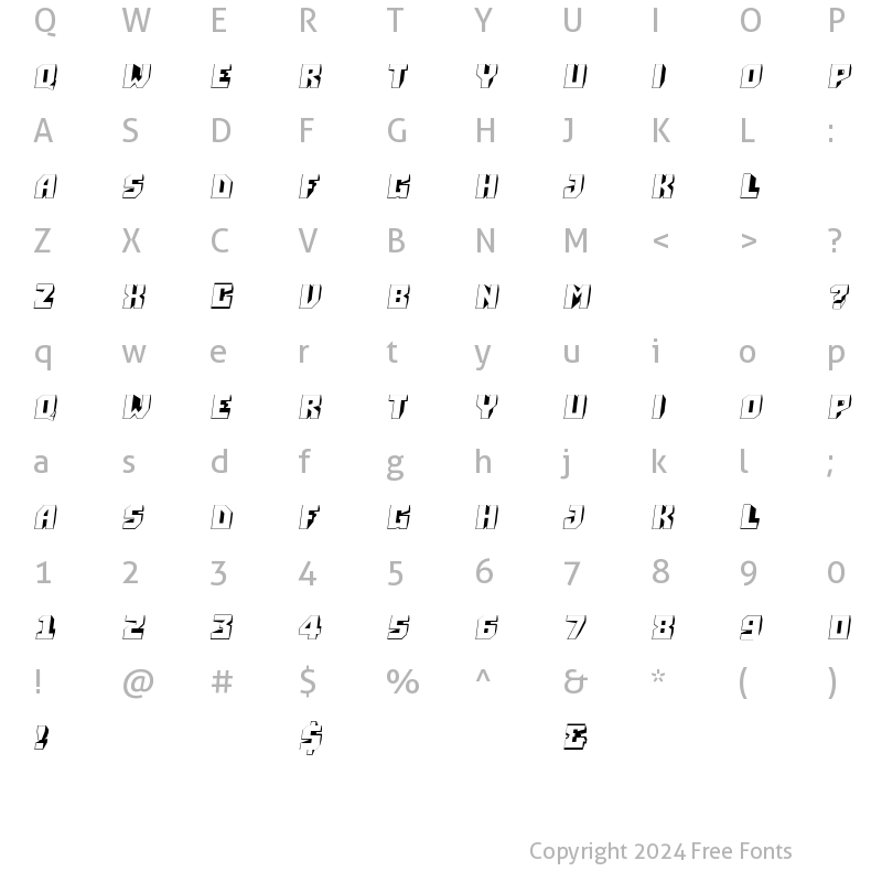 Character Map of a_Simpler3DSltd Regular