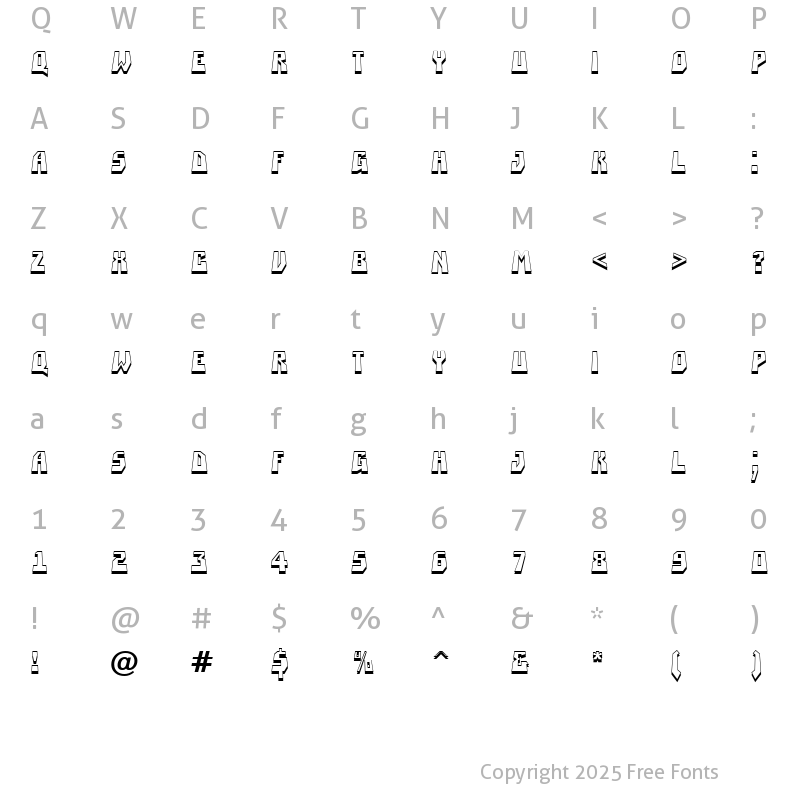 Character Map of a_SimplerPrspSh Regular