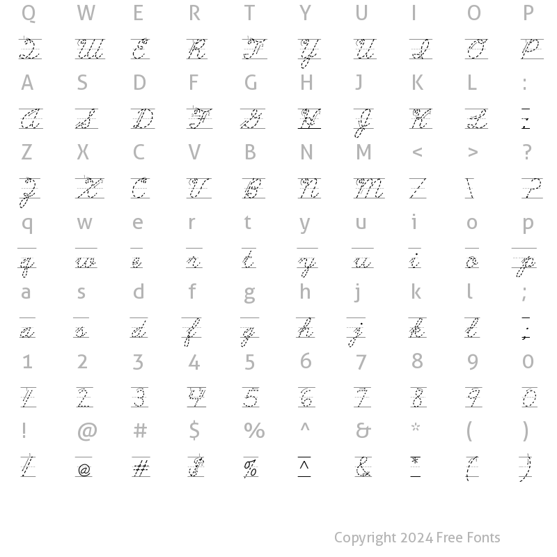 Character Map of AbcCursiveArrowDotted Regular