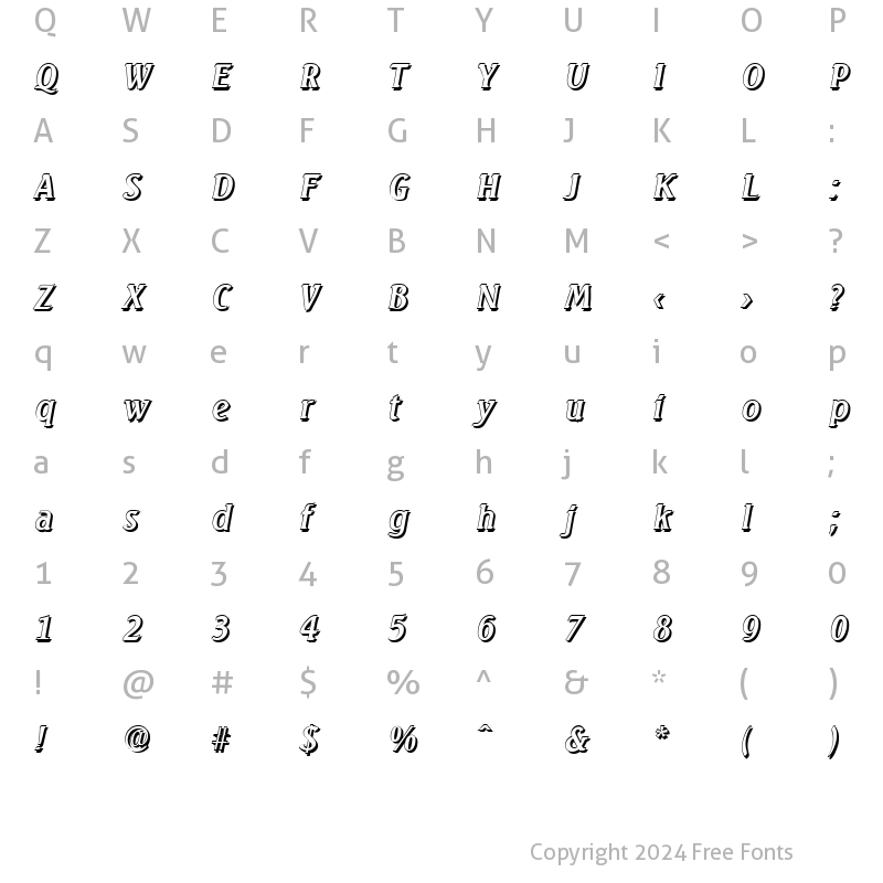 Character Map of AbelBeckerShadow Italic