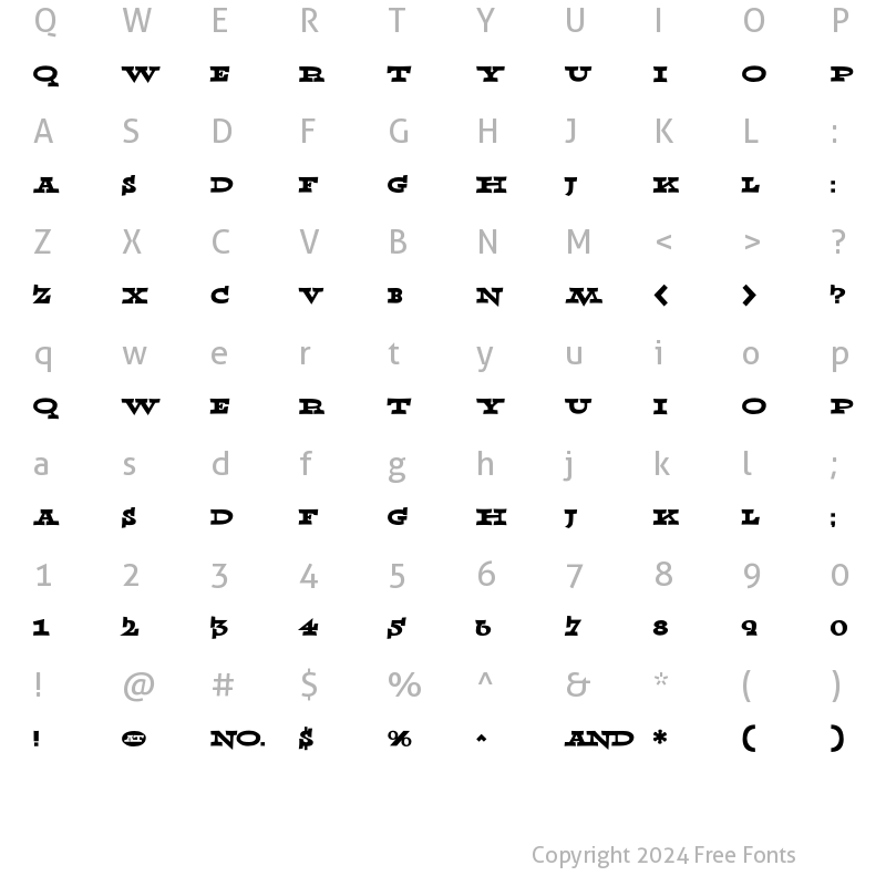 Character Map of Ablefont Outlaw Regular