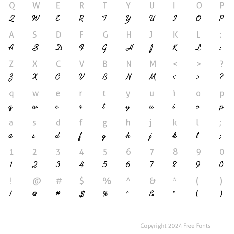 Character Map of Abrazo Script SSi Bold
