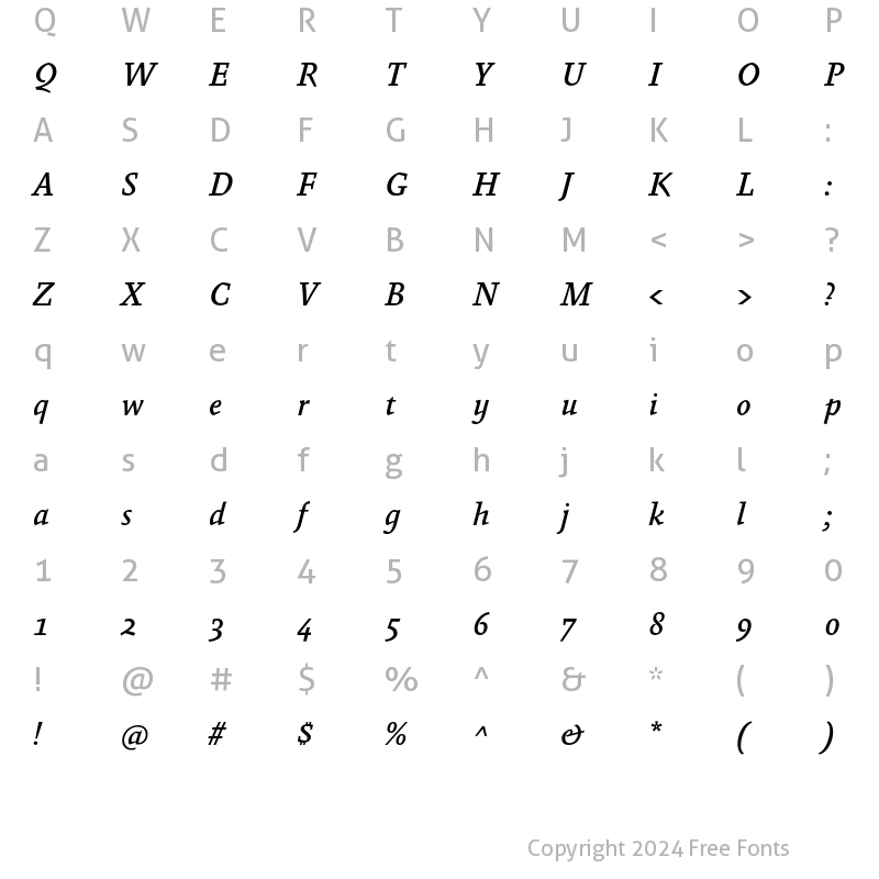 Character Map of Absara Medium Italic