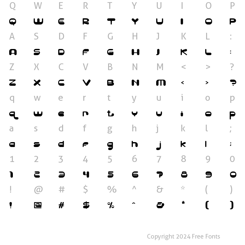 Character Map of Absolute Funboldies Regular