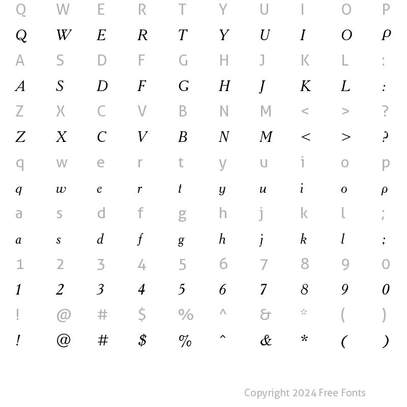 Character Map of AcademyC Regular