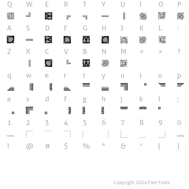 Character Map of Acanthus Borders Regular