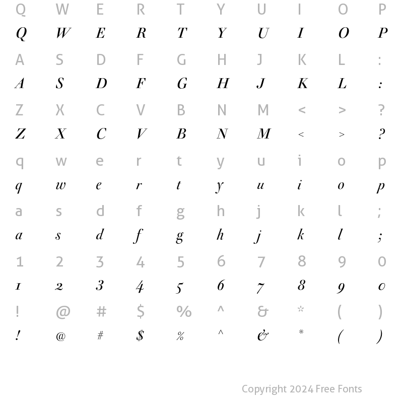 Character Map of Acanthus Italic