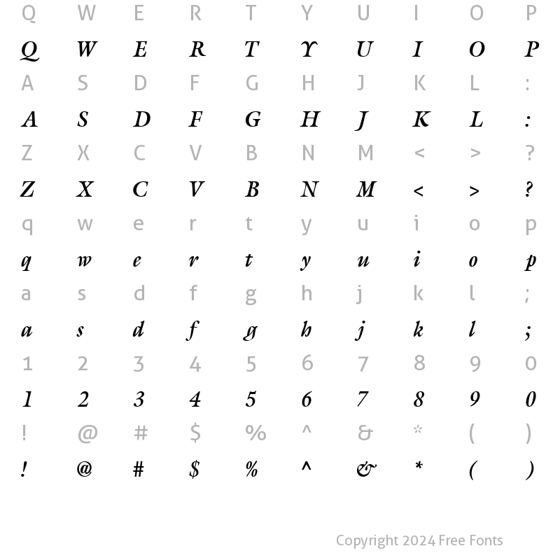 Character Map of AcanthusSSK Bold Italic