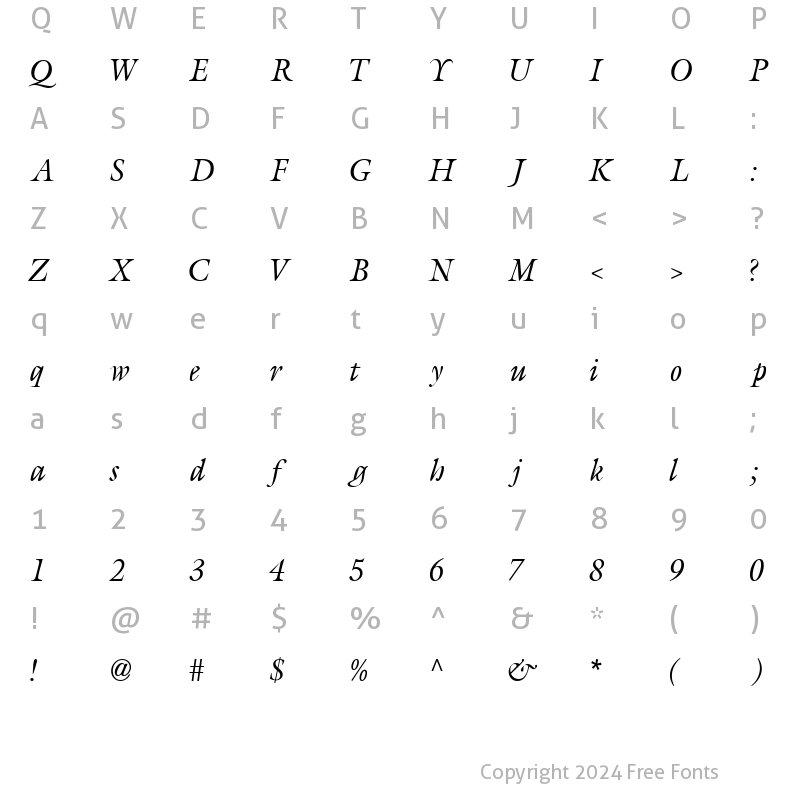 Character Map of AcanthusSSK Italic