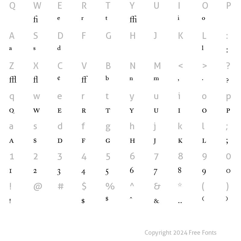 Character Map of ACaslonExp Regular Regular