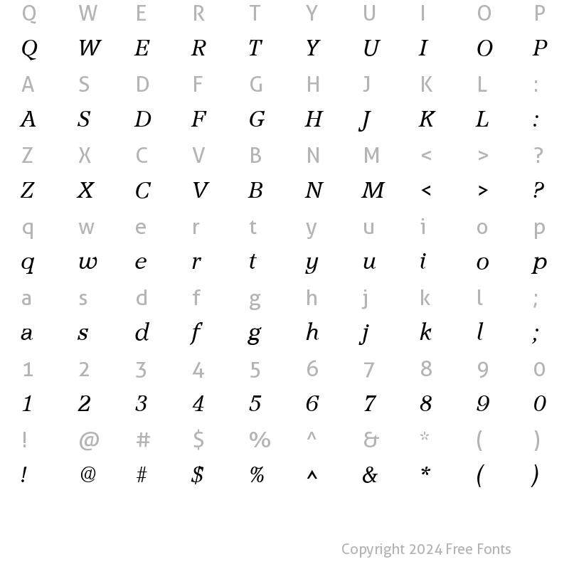 Character Map of Accolade Italic