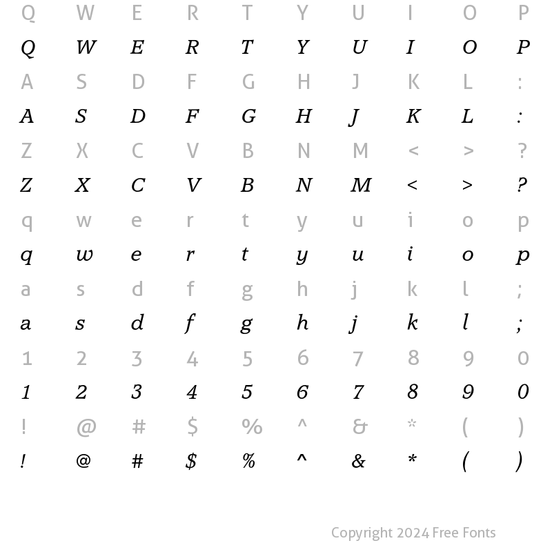 Character Map of AccoladeEF Light Italic