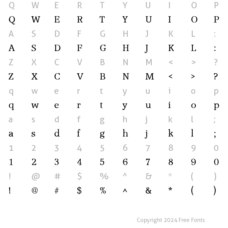 Character Map of Accord SF Regular