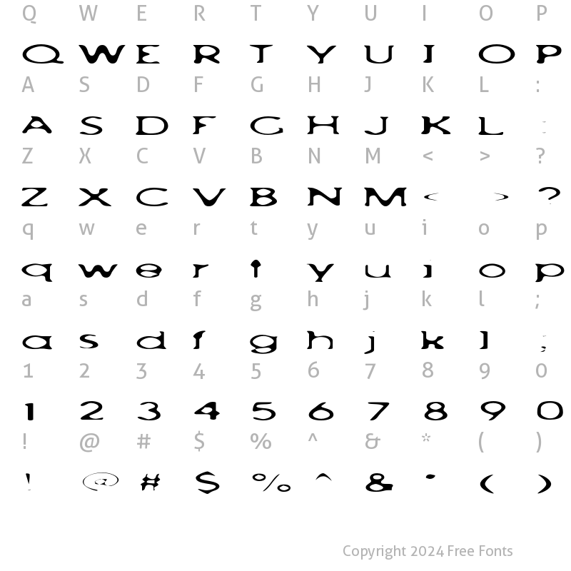 Character Map of AchillesBlurLight Extended Regular