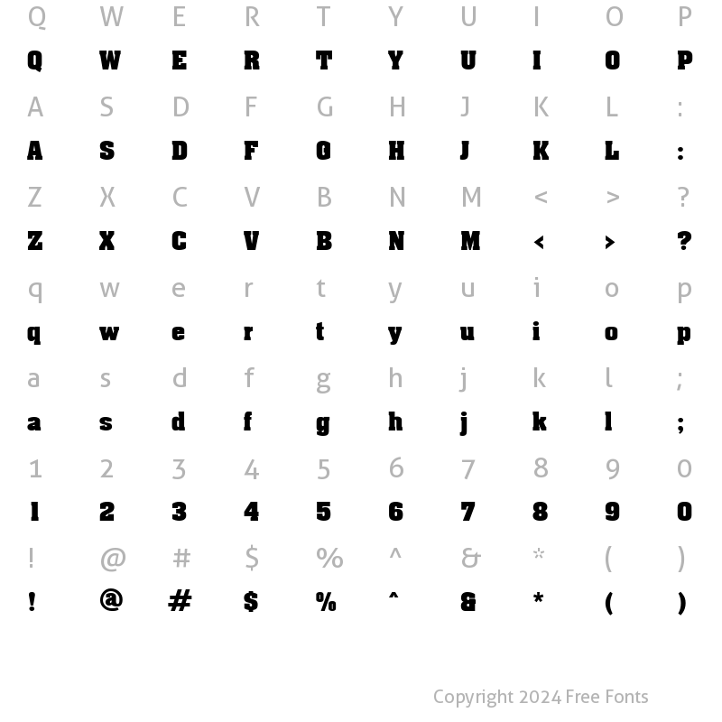 Character Map of Acklin Regular