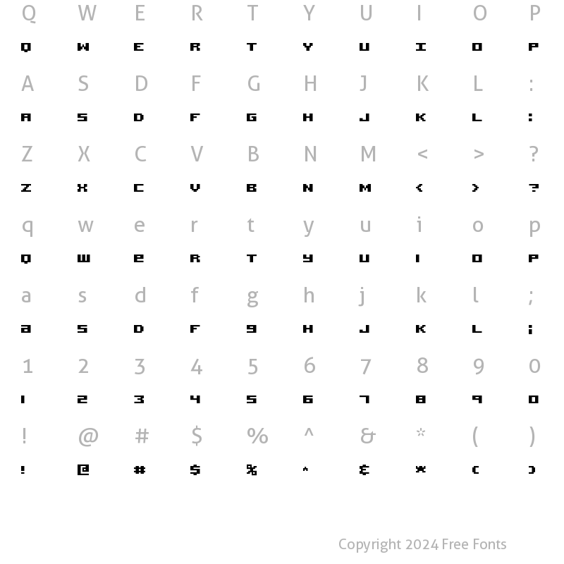 Character Map of Acknowledge TT BRK Regular